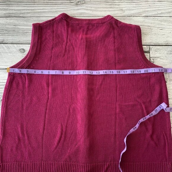 Vintage 90s Burgundy Floral Embroidered Cardigan Sweater Vest - Picture 11 of 13